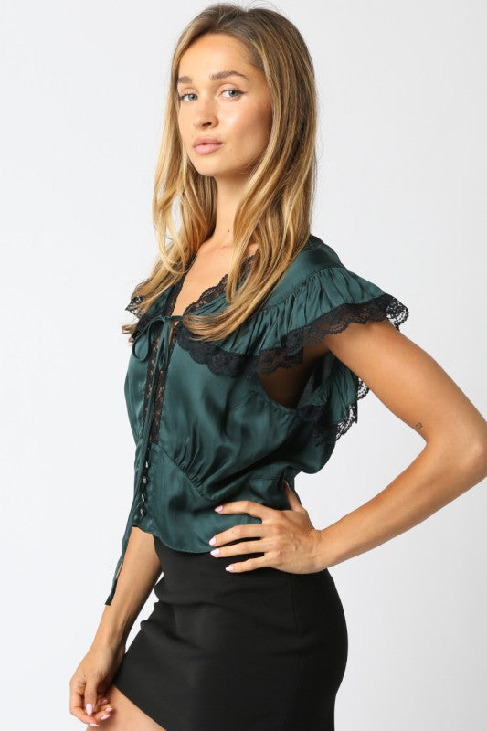 JANIAH LACE BLOUSE - GREEN
