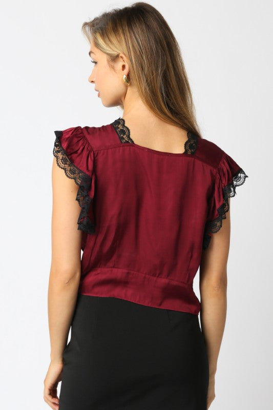 JANIAH LACE BLOUSE - BERRY