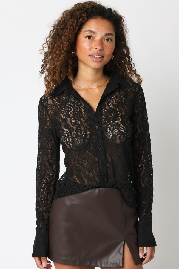 CHELSEA LACE SHIRT - BLACK