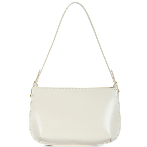 SMOOTH PLAIN SHOULDER BAG - CREAM