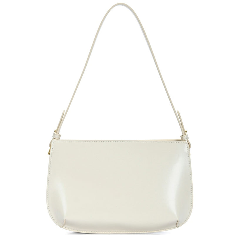 SMOOTH PLAIN SHOULDER BAG - CREAM