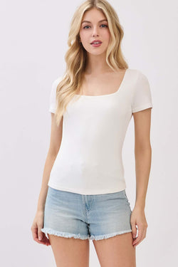 DOUBLE LAYER SQUARE NECK TOP - IVORY