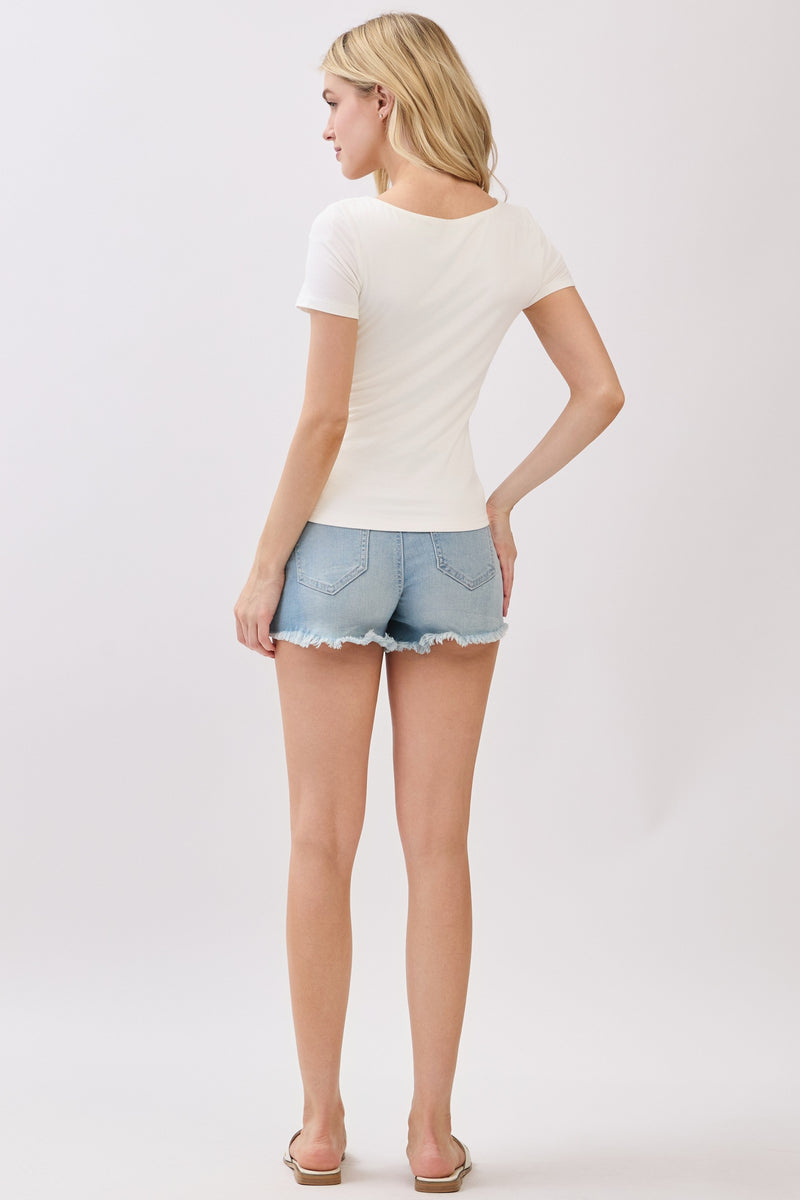 DOUBLE LAYER SQUARE NECK TOP - IVORY