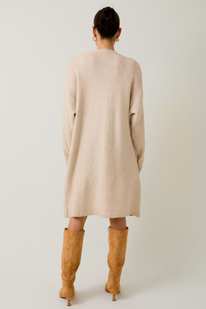CHUNKY KNIT CROPPED CARDIGAN - CAMEL