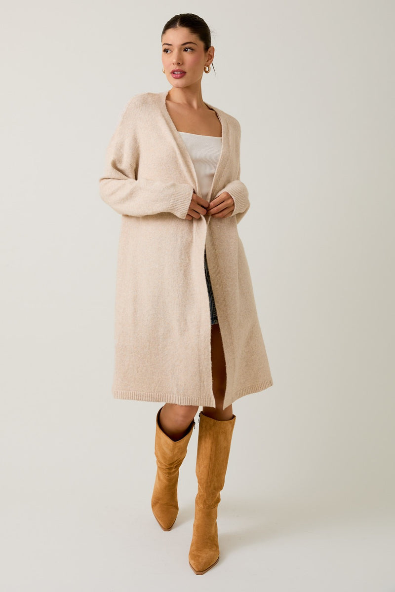 CHUNKY KNIT CROPPED CARDIGAN - CAMEL
