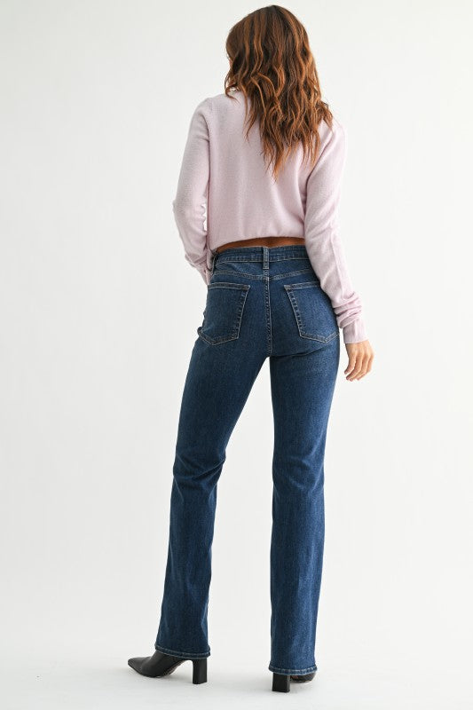 REGULAR HEM BOOTCUT JEANS - DARK DENIM