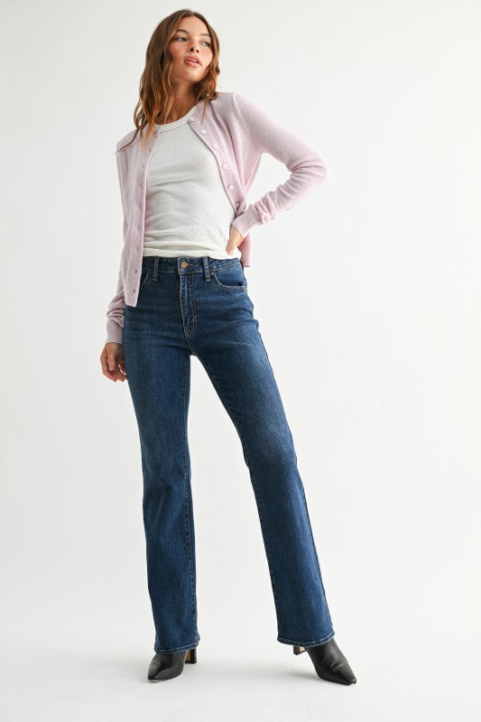 REGULAR HEM BOOTCUT JEANS - DARK DENIM