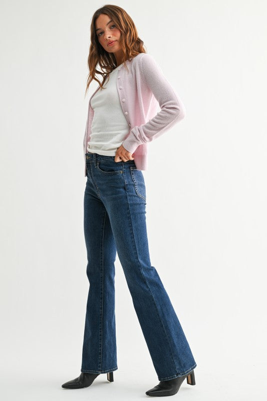 REGULAR HEM BOOTCUT JEANS - DARK DENIM