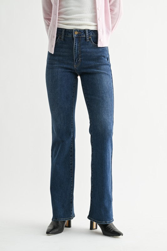 REGULAR HEM BOOTCUT JEANS - DARK DENIM
