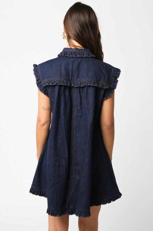 HELEN DENIM SHIFT DRESS - DARK DENIM