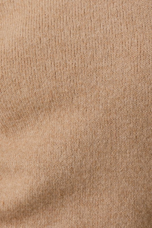 BOATNECK SWEATER DRESS - TAN