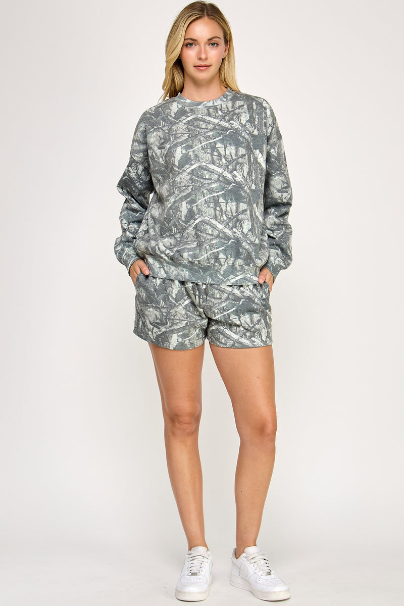 CAMO SHORTS WITH POCKETS - OLIVE CAMO