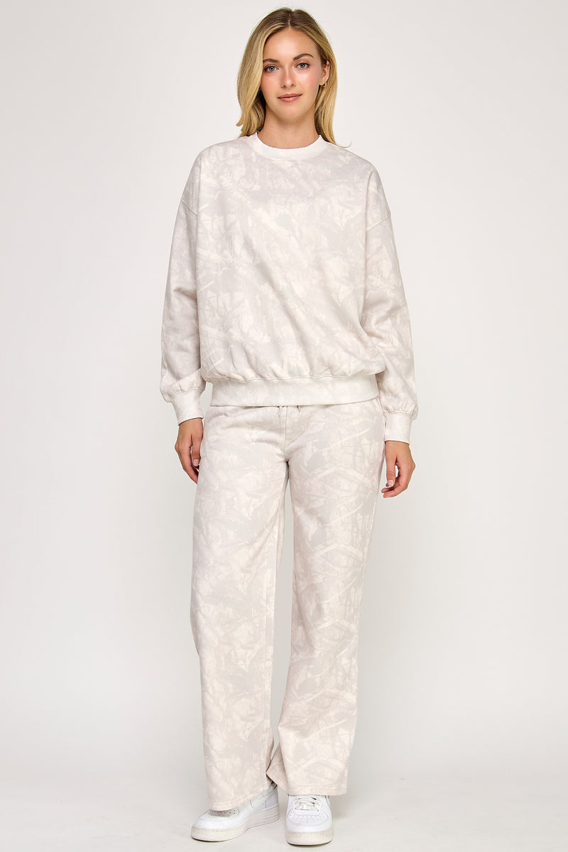 STRAIGHT LEG CAMO SWEATPANTS - BEIGE CAMO