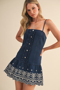 DROP WAIT DENIM DRESS - DARK DENIM