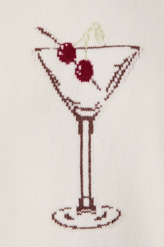 CHERRY MARTINI GRAPHIC SWEATER - CREAM