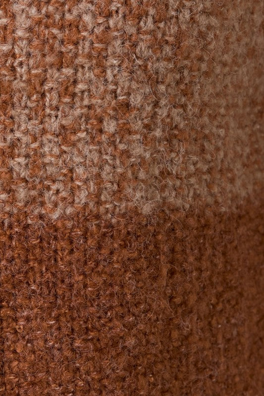GRADIENT COLOR BLOCK CARDIGAN - CAMEL MUTI