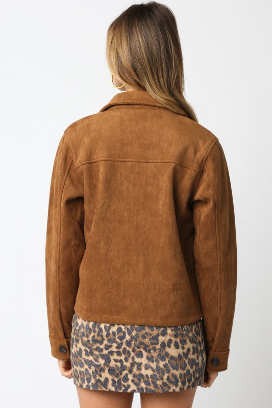 SALMA FAUX SUEDE JACKET - CAMEL