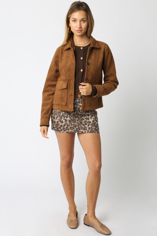 SALMA FAUX SUEDE JACKET - CAMEL