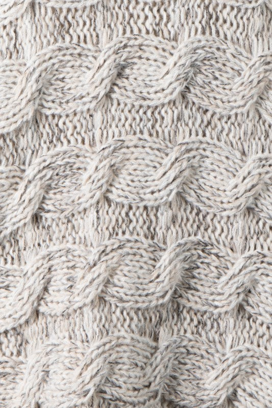 BRAID KNIT COZY SWEATER - BEIGE MULTI
