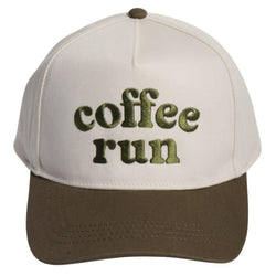 COFFEE RUN EMBROIDERED CAP - OLIVE