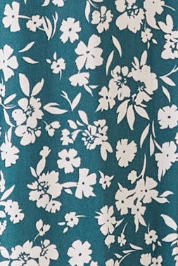 SMOCKED BODICE MIDI DRESS - TEAL