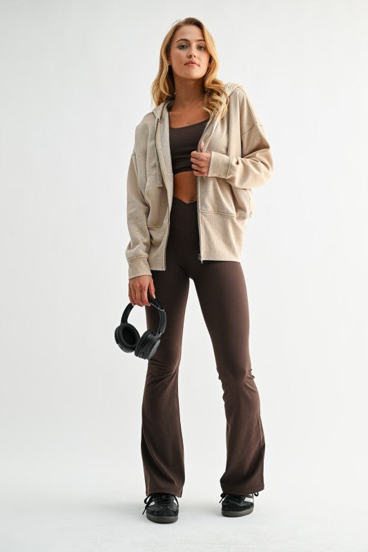FLEECE HOODIE JACKET -  NATURAL