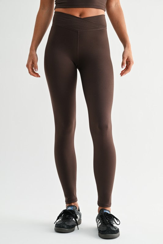 CROSSOVER WAIST LEGGINGS - ESPRESSO