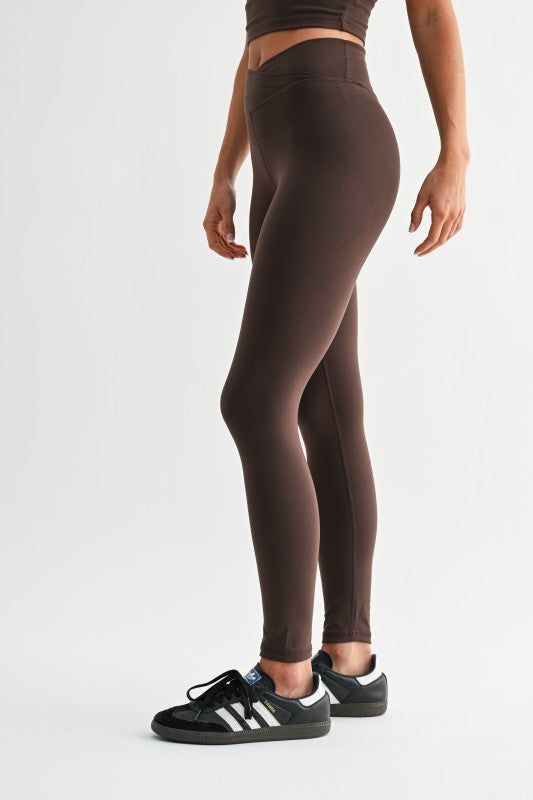 CROSSOVER WAIST LEGGINGS - ESPRESSO