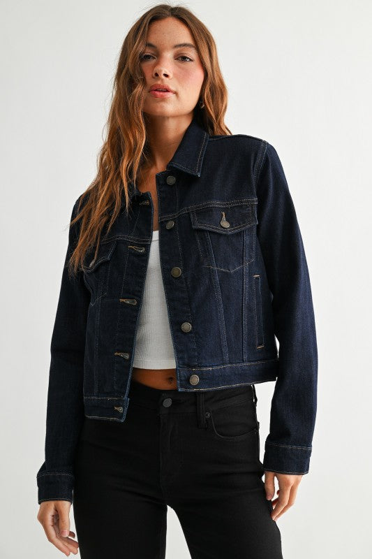 STRETCH CLASSIC DENIM JACKET - DARK DENIM