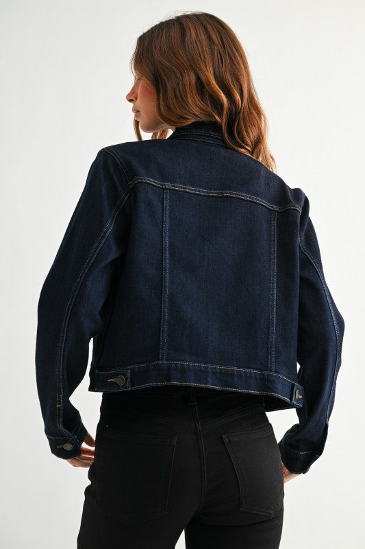 STRETCH CLASSIC DENIM JACKET - DARK DENIM