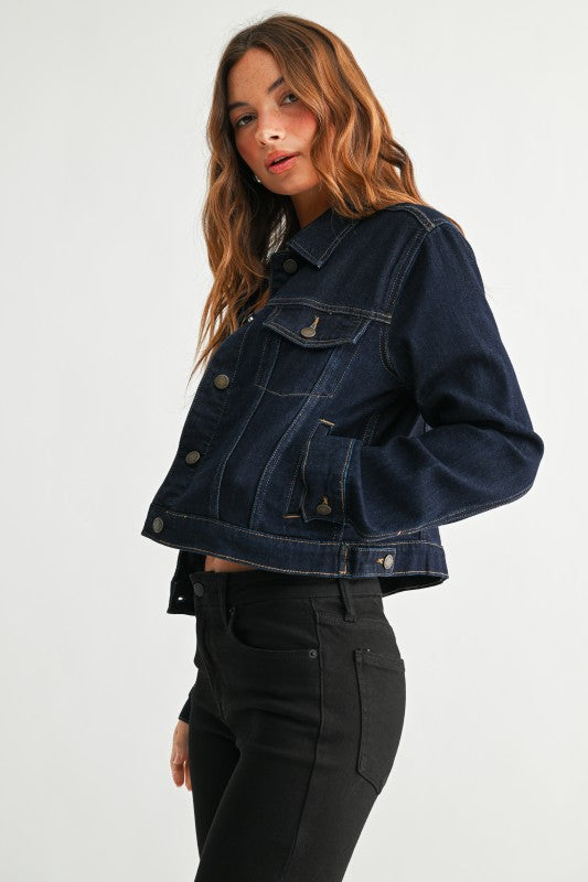 STRETCH CLASSIC DENIM JACKET - DARK DENIM