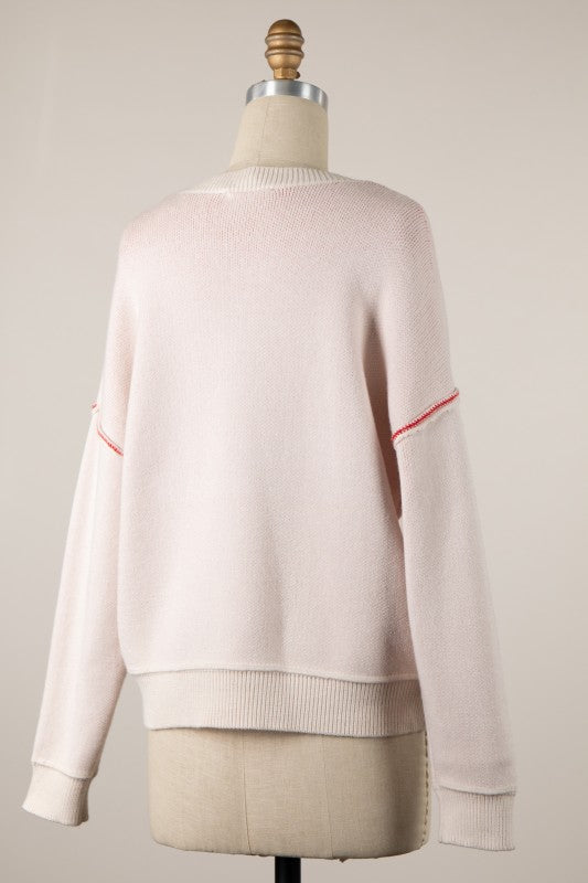 "MERRY" SAYING SWEATER - CREAM