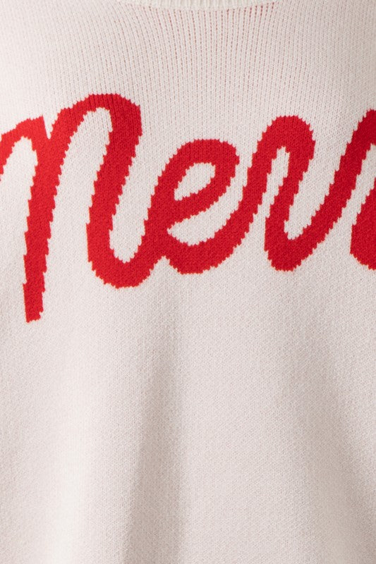 "MERRY" SAYING SWEATER - CREAM