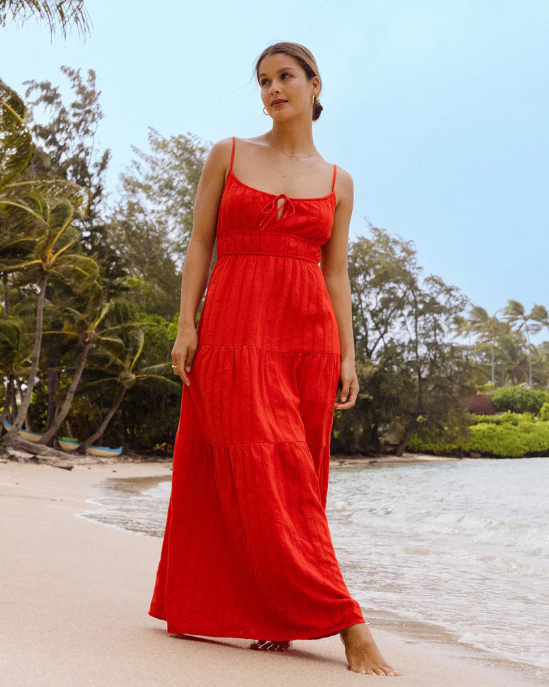BILLABONG RED ALOHA MAXI DRESS - RED ALOHA