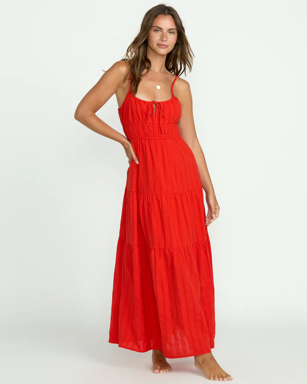 BILLABONG RED ALOHA MAXI DRESS - RED ALOHA