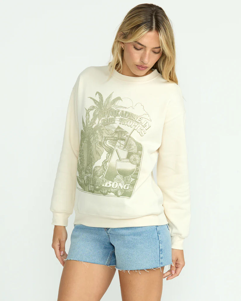 BILLABONG PARADISE AWAITS CREWNECK SWEATSHIRT - WHITECAP