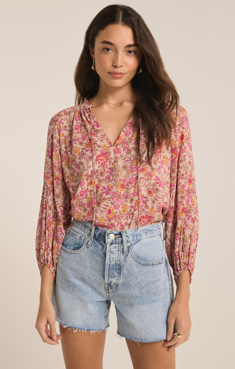 Z SUPPLY CARINE LIMA FLORAL TOP - CACTUS FLOWER