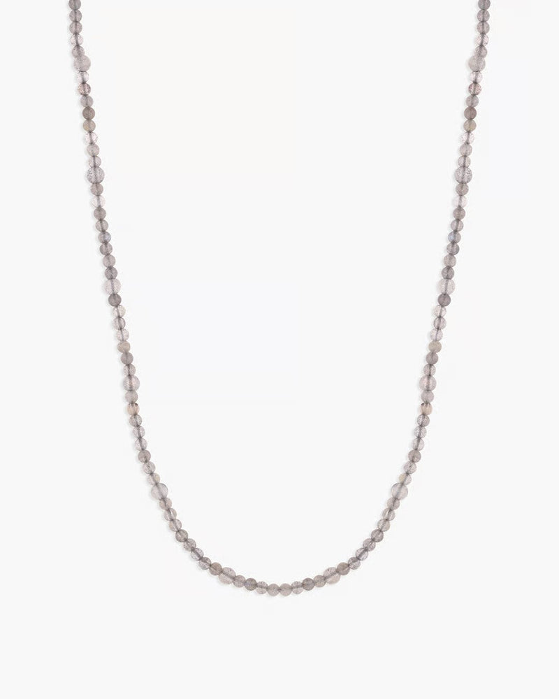 GORJANA POWER GEMSTONE LONG BEADED NECKLACE - 18K GOLD LABRADORITE/BALANCE