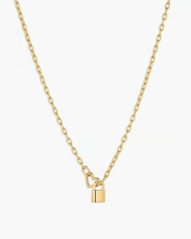 GORJANA HEART PADLOCK INTERLOCKING NECKLACE - GOLD