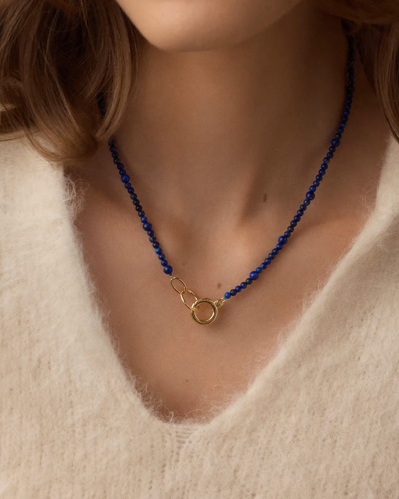 GORJANA POWER GEMSTONE NECKLACE - 18K GOLD PLATED/LAPIS/WISDOM