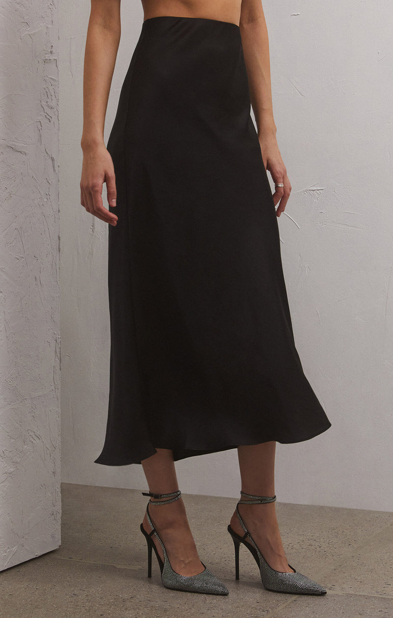 Z SUPPLY EUROPA POLY SHEEN SKIRT - BLACK