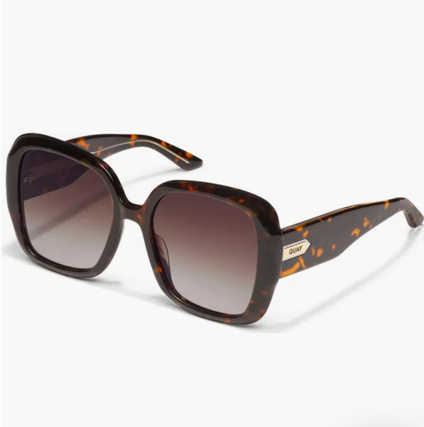 QUAY FULL GLAM SUNGLASSES - NEUTRAL TORT/BROWN