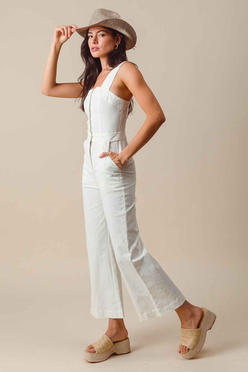 WIDE LEG SUMMER JUMPSUIT - OFF WHITE