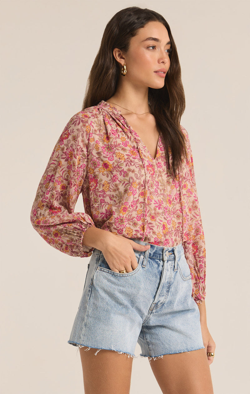 Z SUPPLY CARINE LIMA FLORAL TOP - CACTUS FLOWER