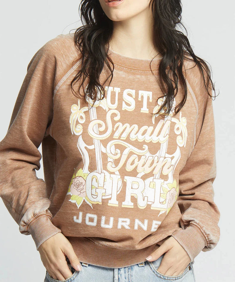 RECYCLED KARMA JOURNEY SMALL TOWN GIRL SWEATSHIRT - ESPRESSO