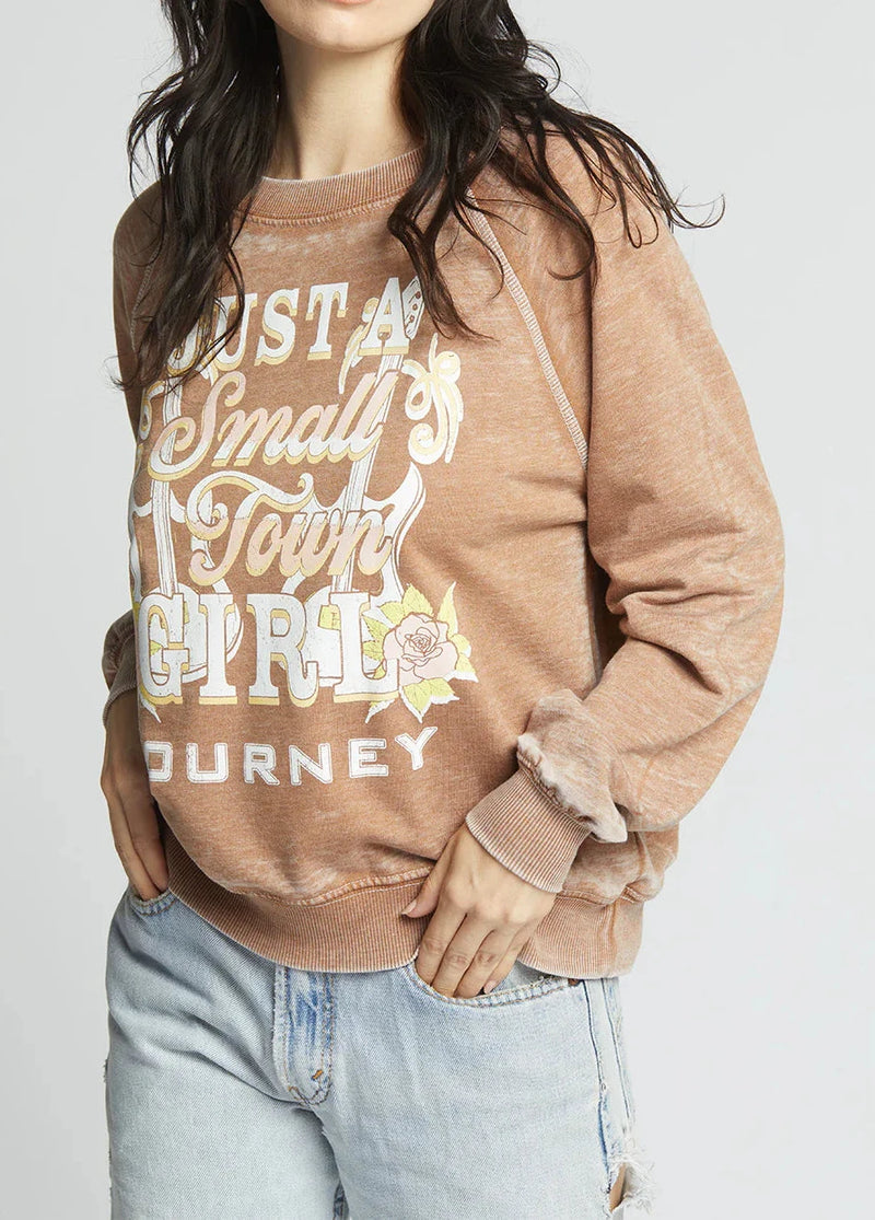 RECYCLED KARMA JOURNEY SMALL TOWN GIRL SWEATSHIRT - ESPRESSO
