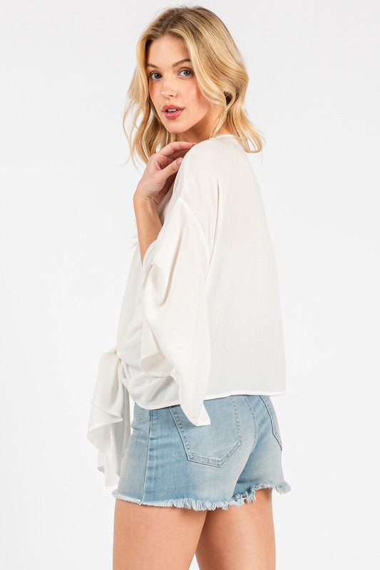 THREE QUARTER SLEEVE KIMONO - IVORY