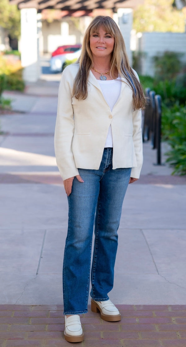 ELAN KNIT BLAZER - OFF WHITE