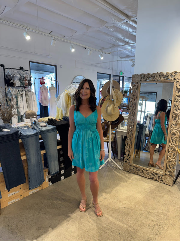 KHUSH AMOR MINI DRESS - TIE DYE AQUAMARINE