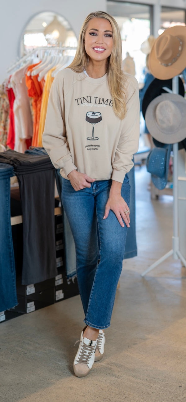 "TINI TIME" SWEATSHIRT - TAUPE